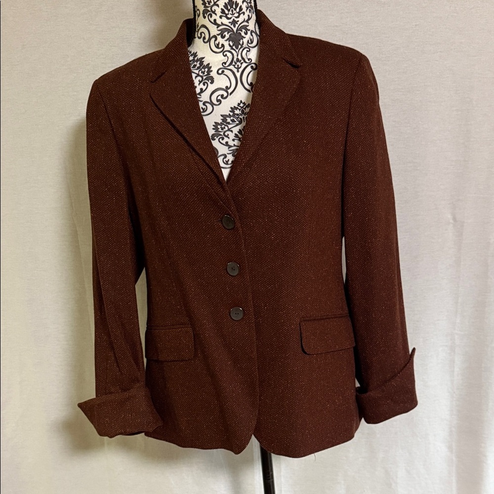 Zanella Rich Brown Women's Taylor Blazer Fully Lined Wool Blend Make in Italy